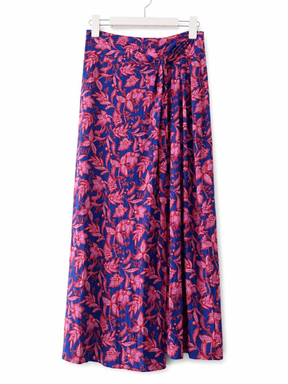 Boden Blue Muliticolored Floral Viscose Wrap Front Waist Tie Maxi Skirt Size 6